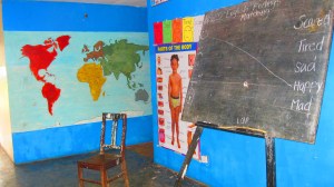 Save Africa has one classroom for all of its kids, despite an age range from 2 to 16 (though some attend a government school).