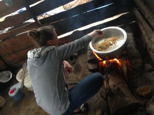 Alexandra making lunch for the kids.